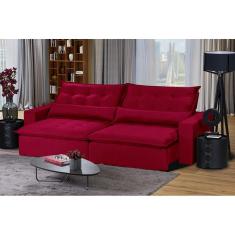 Sofá 4 Lugares Com Molas Retrátil E Reclinável Vermelho