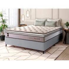 Conjunto Cama Box c/ Molas Ensacadas Liverpool Bege Casal 138x188x73