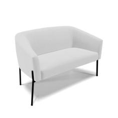 Sofá Namoradeira 2 Lugares Pé de Ferro Preto Stella Linho Cinza A05 D0