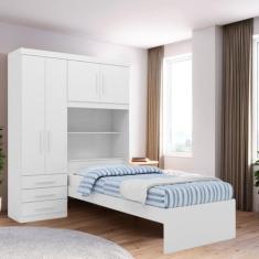 Guarda-roupa Solteiro com Cama Solteiro 4 Portas 3 Gavetas Advantage -