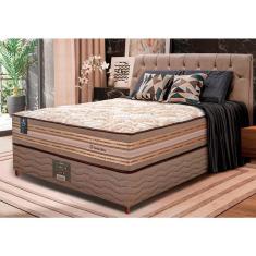 Cama Box Casal Colchão Pillow In + Box 138x188x72 Molas Ensacadas Cama Inbox Duo Linem Bege
