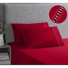 Lençol Casal Padrão 3 Peças 400 Fios Ponto Palito Percal Toque Macio -