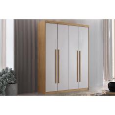 Guarda Roupa Solteiro Hawaii 4 Portas de Abrir 2 Gavetas MDP Naturale-off White Rufato