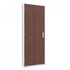 Porta de Giro com Batente em Aço   e Folha Tabaco Riobras Pronta  215cmx85cm Branco