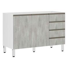 Balcão De Pia Sem Tamp 120cm Branco Com Concreto