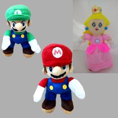 Pelúcias Mario Bros Luigi e Princesa - 03 Personagens