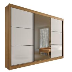 Guarda Roupa 3 Portas Los Angeles Cinamomo com Off white D`Doro