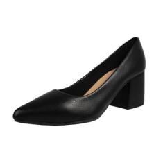 Scarpin Salto Baixo Grosso Luiza Sobreira Couro Preto  Mod. 2208, 35