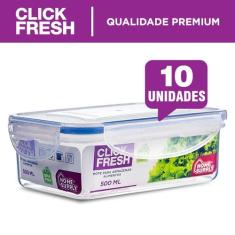 Kit com 10 potes plásticos herméticos alta qualidade click fresh (10x5
