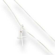 Colar Gargantilha Infantil 35cm Ping Cruz Prata Legítima 925 - Lojas L