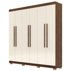 Guarda Roupa Casal Elegance 6 Portas Imbuia Champanhe Vila Rica