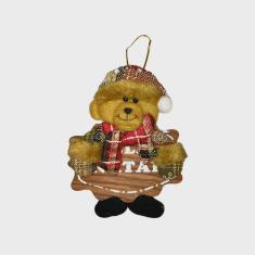 Enfeite de Natal com Placa Ursinho 15cm - Casambiente