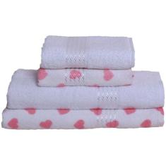 Jogo de Toalhas 4 pçs Banho e Rosto 100% Algodão Felpuda Dohler Prisma