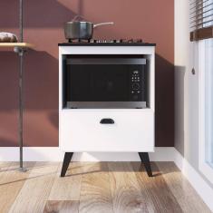 Balcão para Cooktop 4 Bocas no Estilo Retrô Branco Lilies Móveis