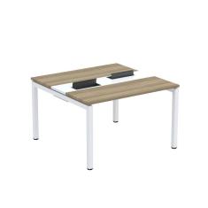 Mesa Plataforma Dupla com Pé de Aço para Coworking 120x120 Pdc12/12/2p Noce Naturalle/Branco