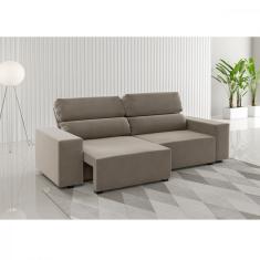 Sofá 3 Lugares Retratil e Reclinável 200cm Veludo Gold Viero Móveis - Veludo Perola