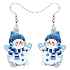 Bonsny Brincos de Natal com pingente de acrílico, enfeite de boneco de neve gelado, joias para mulheres, meninas, acessórios para crianças, Acrílico, Sem pedra preciosa