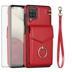 Asuwish Capa de telefone para Samsung Galaxy A42 5G capa carteira com protetor de tela de vidro temperado e anel de bloqueio RFID suporte suporte para cartão acessórios de celular de couro A 42 G5 42A