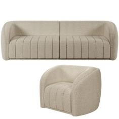 Kit Sofá 4 Lugares Para Sala 292cm com 01 Poltrona Lazio M03 Bouclê Be