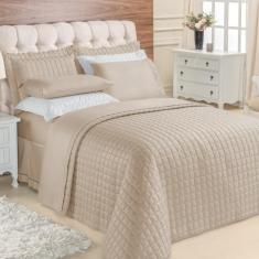 Kit Top Line Cobre Leito Queen 180 Fios + Jogo De Lençol - 7 Peças Caqui