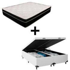 Cama Box Baú King 193 Bipartido Tecido Branco Com Colchão Paris De Molas Bello Box 67x193x203