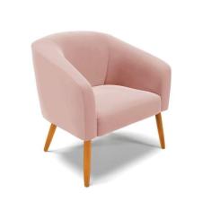 Poltrona Stella Veludo Pés Palito Castanho - D'rossi Cor Rose - DROSSI