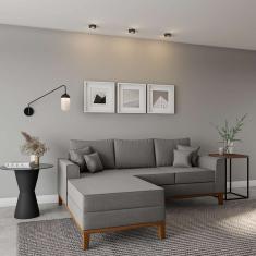 Sofá 3 Lugares Laredo Com Chaise Esquerdo Linho Cinza