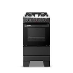 Fogão Esmaltec 4 Bocas Ideal Pop Mesa de Aço Inox Preto F4ISP