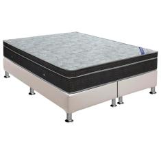 Cama Box King Completa Kit Colchão Molas Bonnel Nanolastic Light Base Courano White Ortobom