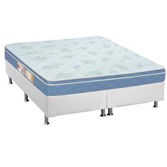 Cama Box King Kit Colchão Espuma D45 Sleep Max Euro Pillow Courano White Castor Costa Rica