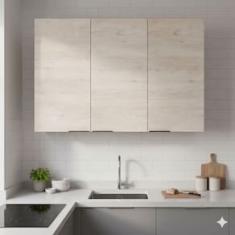 Armário de Cozinha Aéreo Bartira Cristal 3 Portas 3 Prateleiras MDP - 120cm de largura