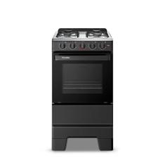 Fogão Esmaltec 4 Bocas Ideal Pop Mesa de Aço Inox Preto F4ISP