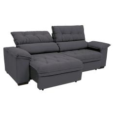 Sofá 3 Lugares Retrátil e Reclinável Piemont Suede Cinza 230 cm