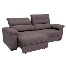 Sofá 3 Lugares Retrátil e Reclinável Piemont Suede Bege 200 cm