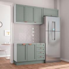 Cozinha Modulada 3 Peças Sem Tampo 2 Aéreos 1 Balcão Arizona CabeCasa MadeiraMadeira Branco/Menta