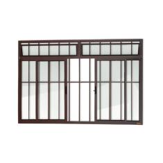 Janela Plus 4 Folhas com Bandeira e Grade Vidro Liso 120cm x 150cm Brimak Corten