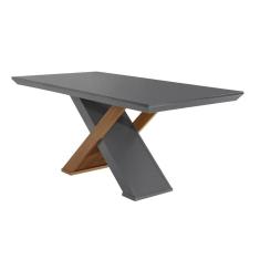 Mesa para Cozinha Imperatriz + Tampo Madeirado Reto 180x90cm Grafite/Imbuia - Rufato
