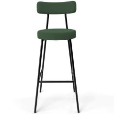Banqueta Alta Bar Cozinha Sala De Jantar Estrutura Em Aço Milão F01 Suede Verde Musgo - Lyam Decor