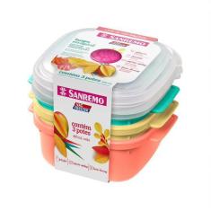 Conjunto 3 Potes Plásticos Vac Freezer Sanremo 480ml, Vac Freezer