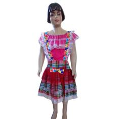 Fantasia de Festa Junina Jardineira Infantil Xadrez