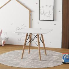 Mesa Eames Eiffel Infantil Madeira Tampo 68Cm Quadrado Branco