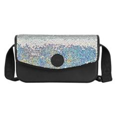 Bolsa Moleca Paetê Transversal Feminina, Preto, Único