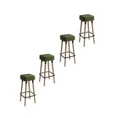 Kit 4 Banquetas Altas Estofadas Manila 70Cm Verde - Adz