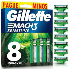 Carga para Aparelho de Barbear Gillette Mach3 Sensitive 8 unidades 8 Unidades