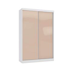 Guarda Roupa Solteiro 2 Portas de Correr e 2 Gavetas N571 Branco/Macadamia - Kappesberg