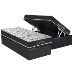 Cama Box Baú Solteiro: Colchão Molas Probel Prolastic ProDormir Sleep + Base CRC Suede Gray(88x188)