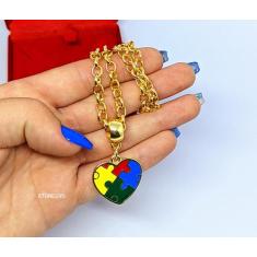 Colar Autista Adulto e Infantil Corrente Elo Português Grossa Folheado