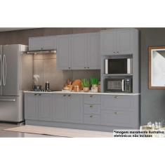 Kit de Cozinha Completa 7 Peças Americana (2Aéreos+2Balcões+1Paneleiro+2Complemento) CZ145 Cinza - Henn