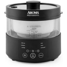Panela de Arroz Elétrica até 8 xícaras não Cozidas com Painel de Controle, 110V 950W, Aroma Housewares AMC800, Preta