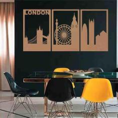 Quadro Decorativo Vazado Londres MDF 3mm Preto - Decoarts